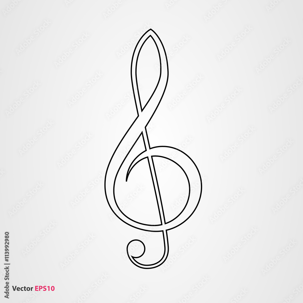Obraz premium Treble clef vector icon