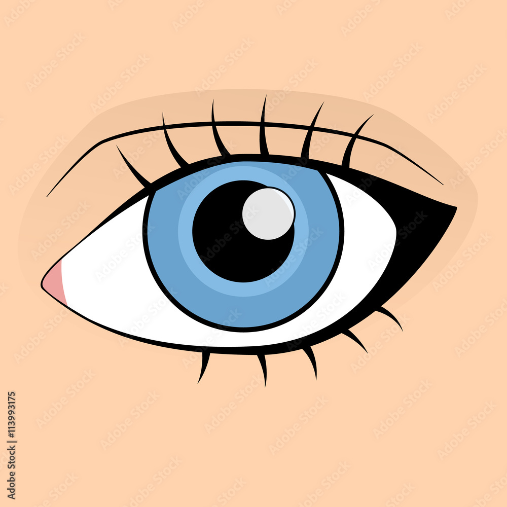 Human blue eye in cartoon style