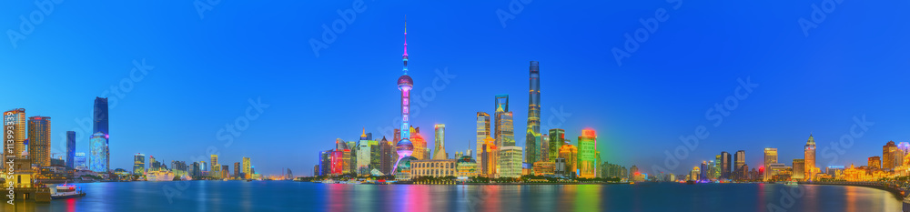 Beautiful night Shanghai's cityscape with the city lights on the Huangpu River, Shanghai, China. Beautiful night Shanghai's cityscape with the city lights on the Huangpu River, Shanghai, China.
