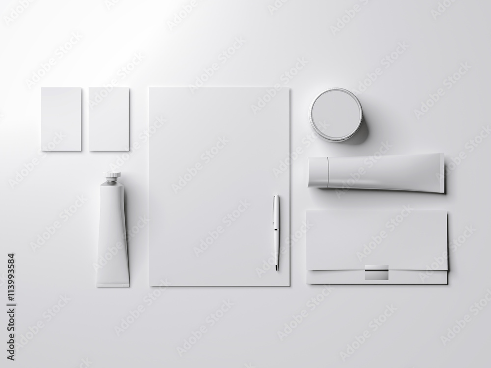 White mock up with paint tube. 3d rendering White mock up with paint tube. 3d rendering