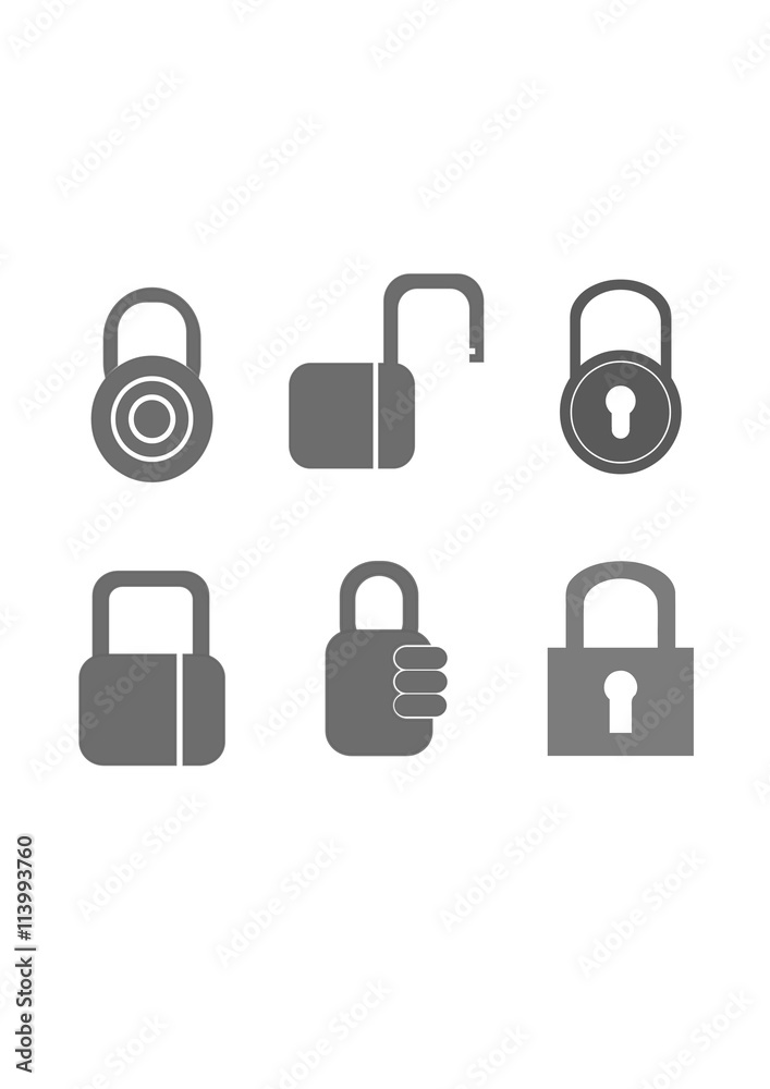Locks flat icon set Locks flat icon set