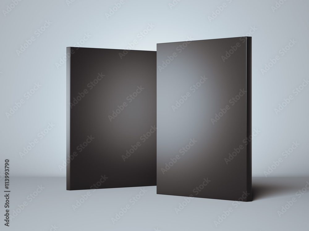 Two black boxes. 3d rendering