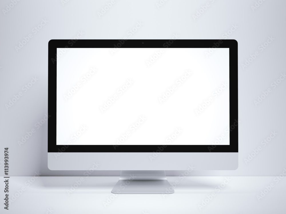 Silver monitor screen with blank display. 3d rendering Silver monitor screen with blank display. 3d rendering