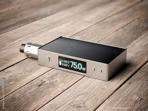 Φωτογραφία Box mod e-cigarette with metal rda. 3d rendering