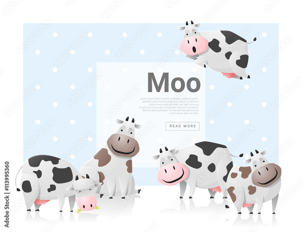 Obraz premium Animal background with cows ,vector, illustration