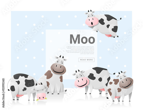 Animal background with cows ,vector, illustration