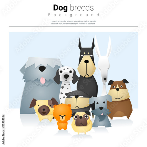 Animal background with dogs , vector, illustration