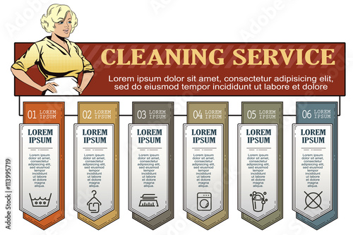 Girl from cleaning service. Infographic your brand.