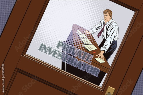 People in retro style. Private detective