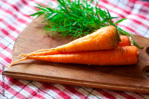 still life of carrot on the cutting board