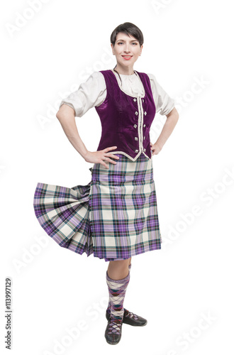 Young woman in clothing for Scottish dance photo