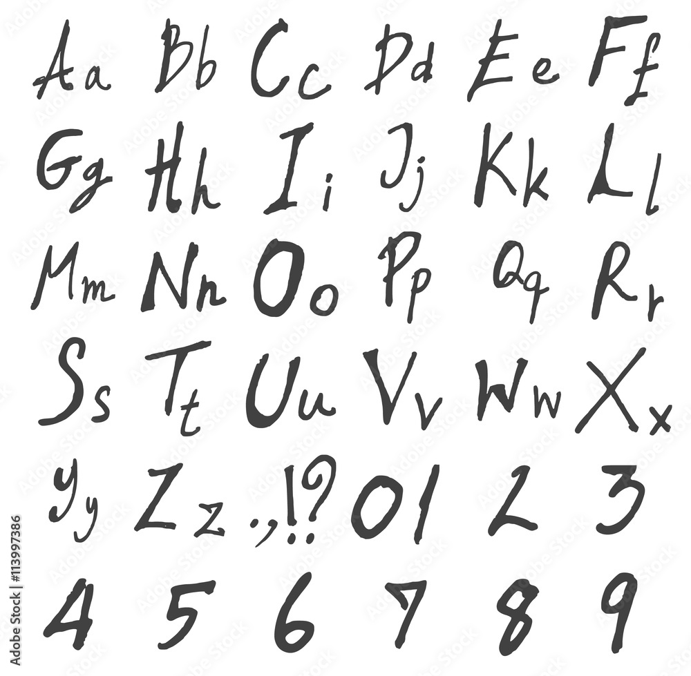 Hand drawn alphabet letters Vector EPS10 Hand drawn alphabet letters Vector EPS10