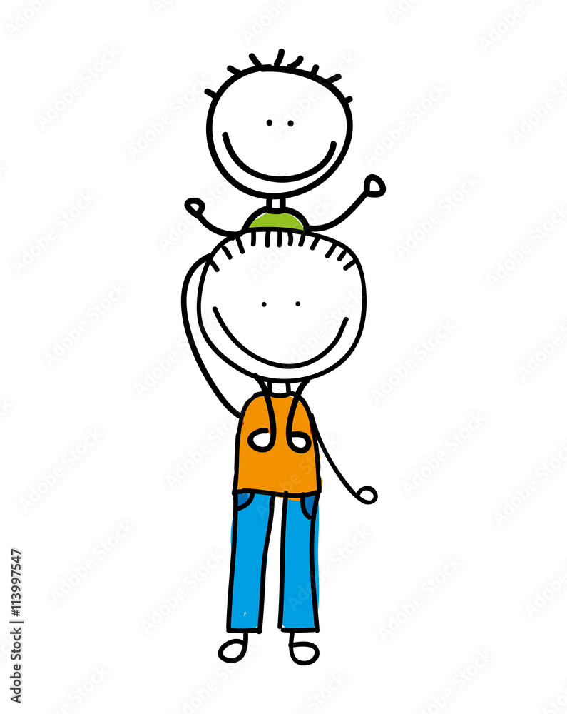 father with son drawing isolated icon design father with son drawing isolated icon design