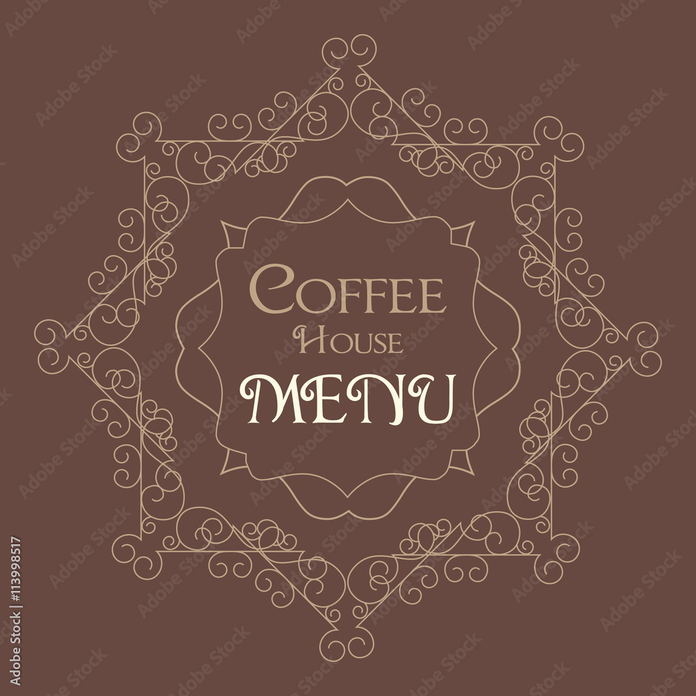 Coffee Retro Design wit florish border Coffee Retro Design wit florish border