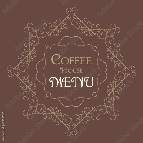 Coffee Retro Design wit florish border