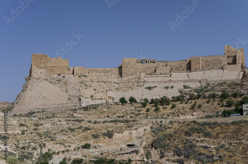 View to the crusader castle Kerak (Al karak) in Jordan