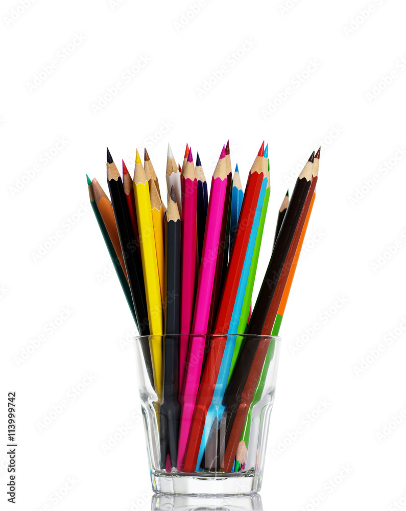 Colour pencils isolated on white background close up Colour pencils isolated on white background close up