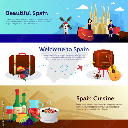 Spain Welcome Travelers Banners Set 