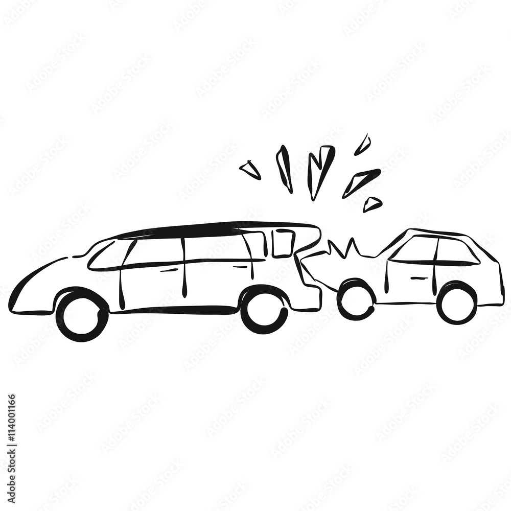 Auto Unfall Skizze Vektor Konzept Art Adobe Stock