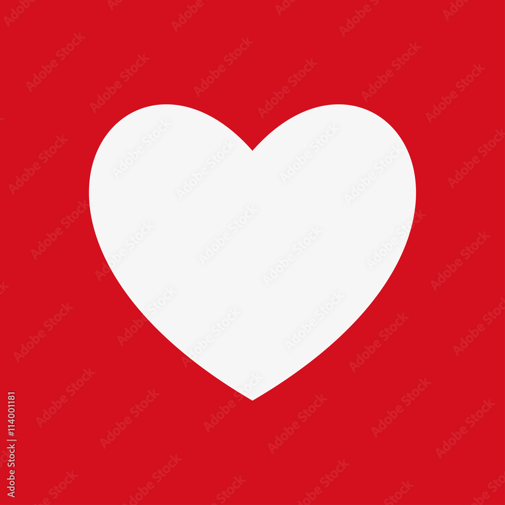 Heart Icon isolated on a red background, vector illustration for web design