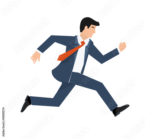 Flat style vector illustration of a businessman running, business concept