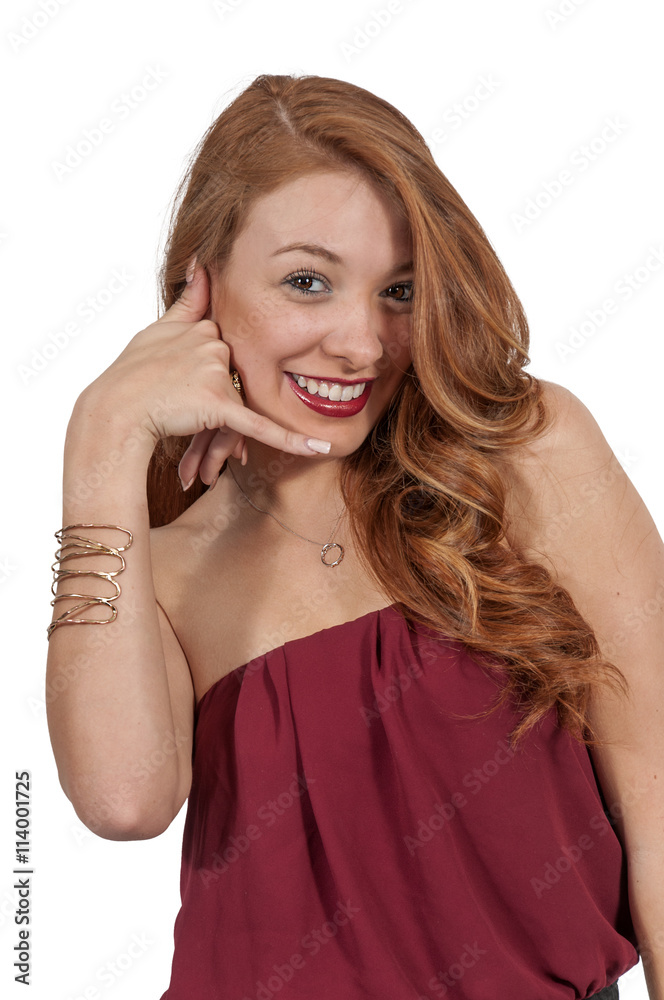 Fototapeta premium Woman Asking Someone to Call Her