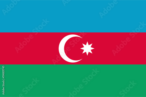 Azerbaijan flag official correct proportions crescent star, vector illustration stylish EPS10