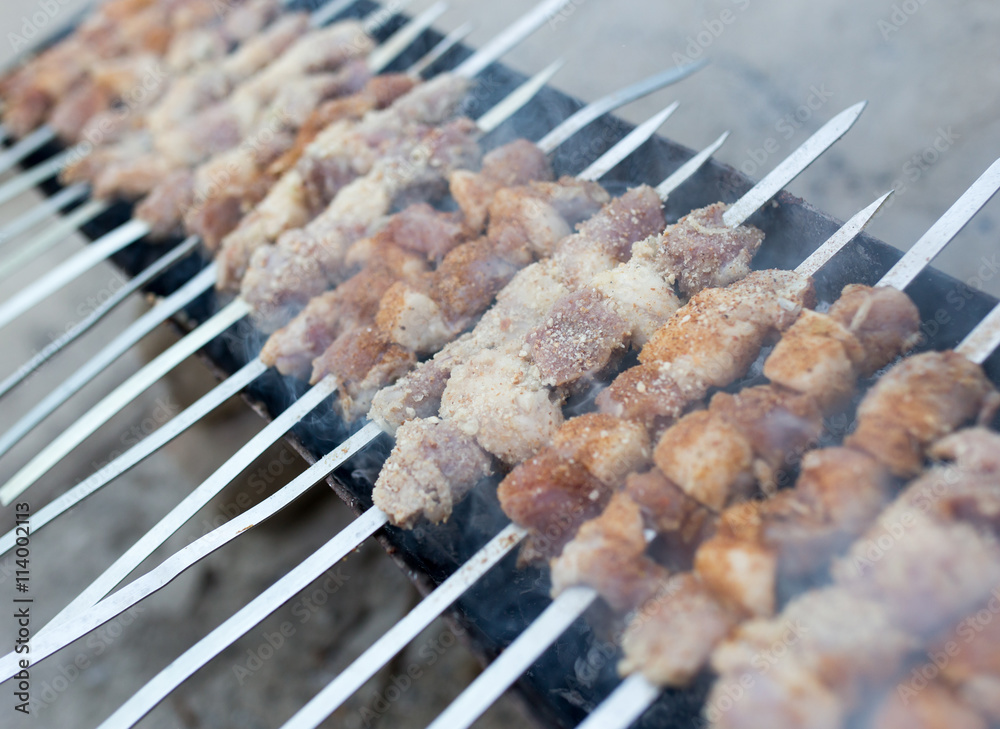 grilled skewers on the grill grilled skewers on the grill