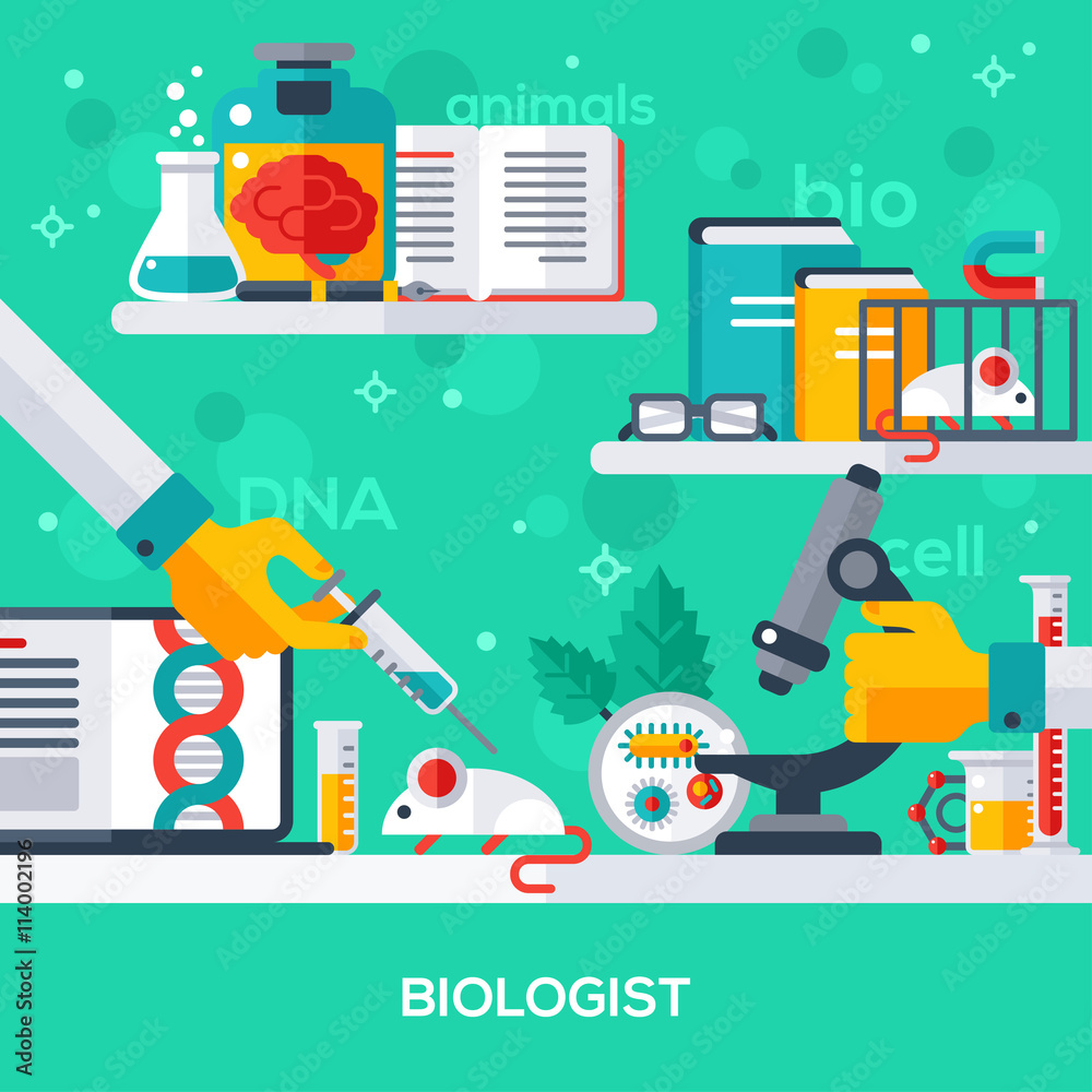 Naklejka premium concept of biologist workplace
