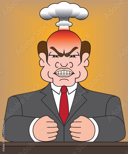 Angry man in suit is blowing his top