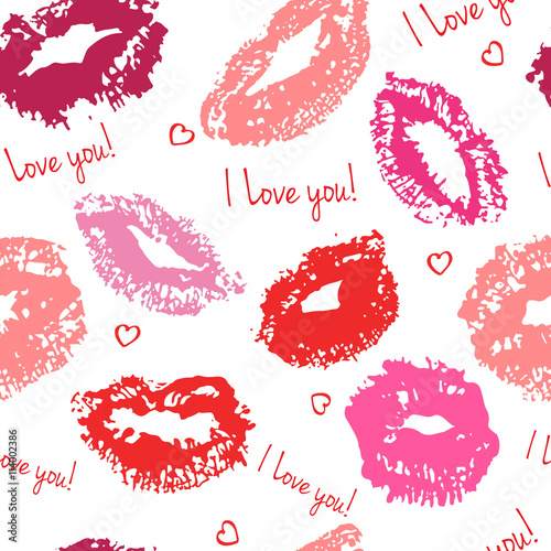 Seamless pattern with kisses.