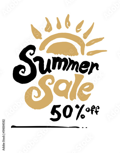 Summer Sale vector template. Hand lettering motivating typography poster.