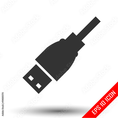 Usb plug icon. Usb plug sign. Simple flat logo of usb plug on white background. Vector illustration.