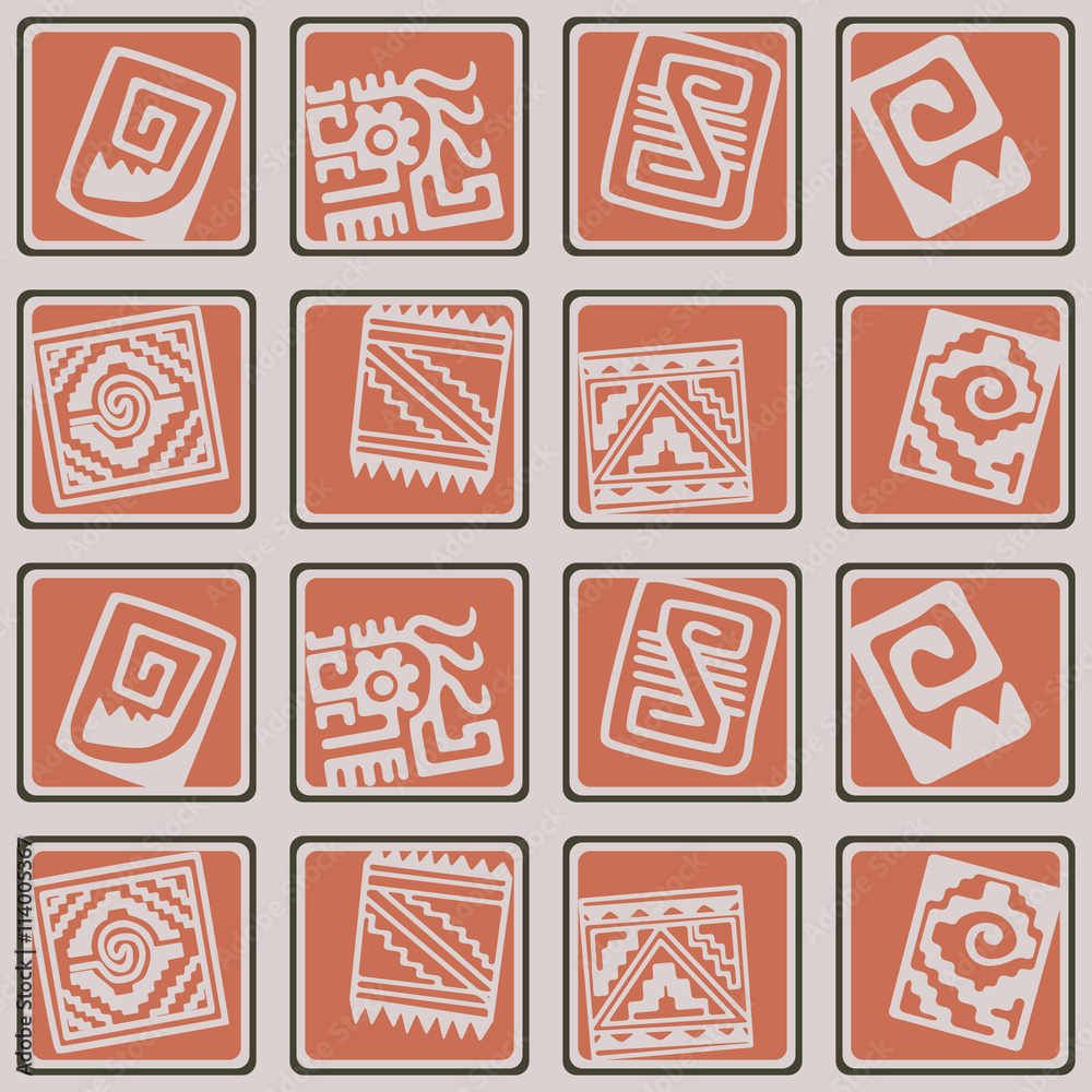 Fototapeta premium Seamless pattern with American Indians relics dingbats characters for your design