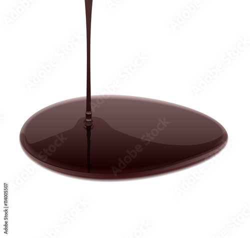 Melted hot chocolate leaking on white background. Vector illustration
