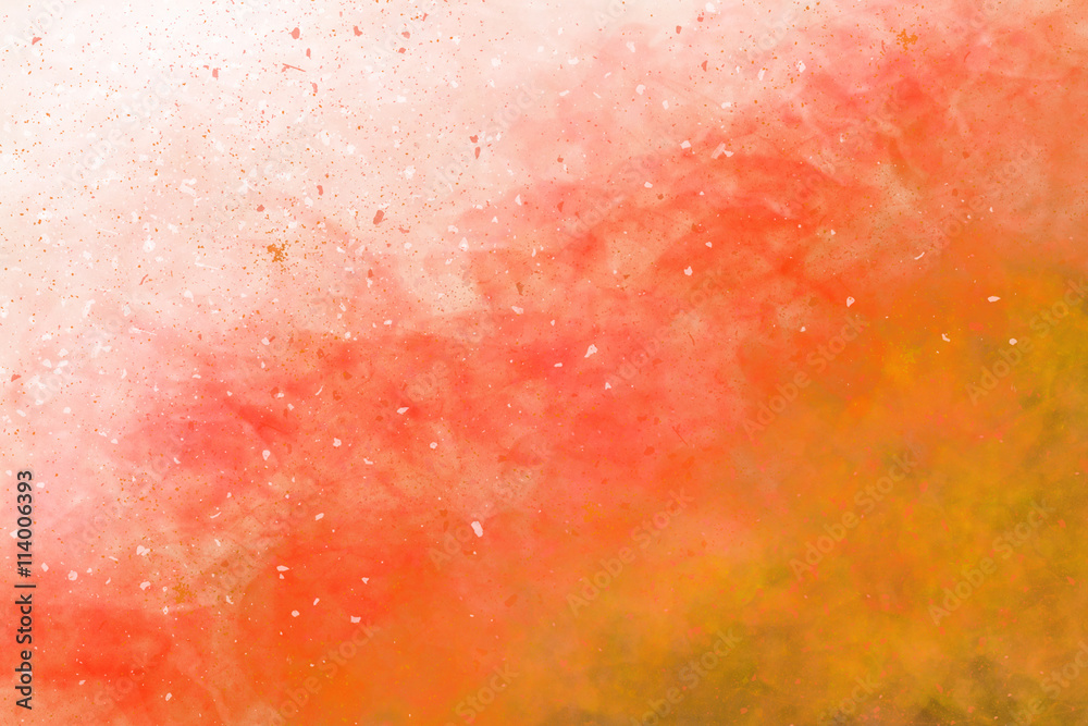 Abstract colourful watercolour background in shades of orange an
