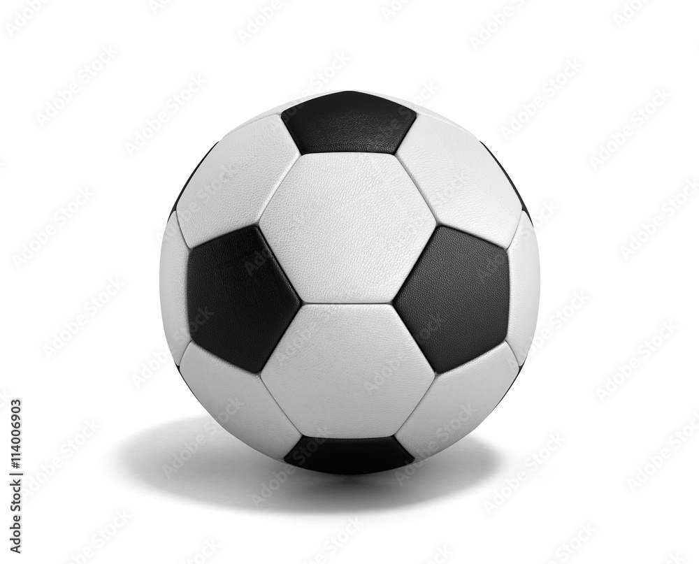 soccer ball with shadow 3d render isolated on white