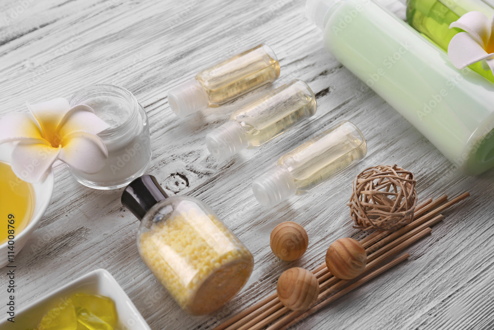 Spa treatment on wooden background Spa treatment on wooden background