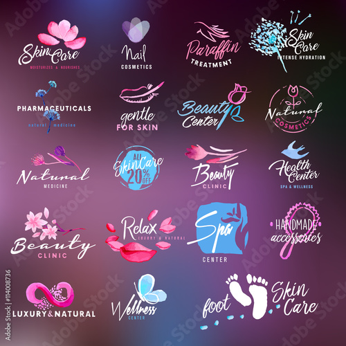 Beauty and cosmetics labels and stickers collection