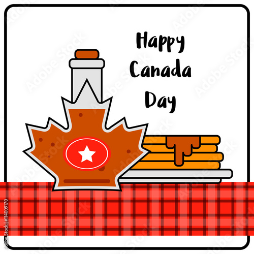 Pancakes with maple syrup. Happy Canada Day. Canadian food