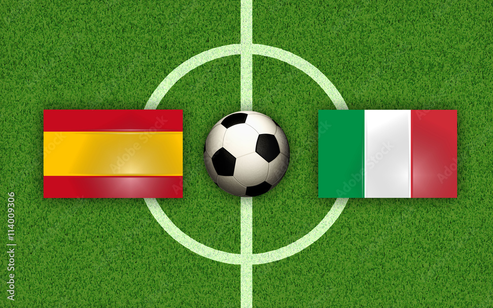 Soccer Spain vs Italy - obrazy, fototapety, plakaty 