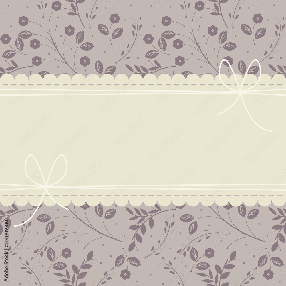 Stylish lace frame with elegant purple plants
