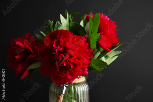 Wallpaper Mural Bouquet of peony flowers on black background Torontodigital.ca