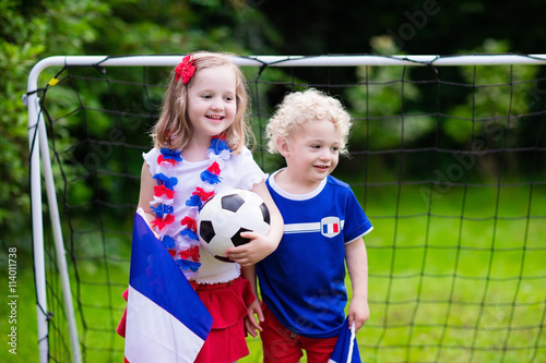 Happy kids, French football supporters