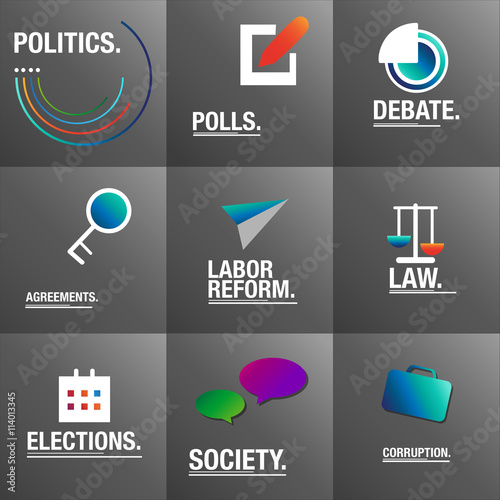 Politics background about corruption, laws and polls for the elections
