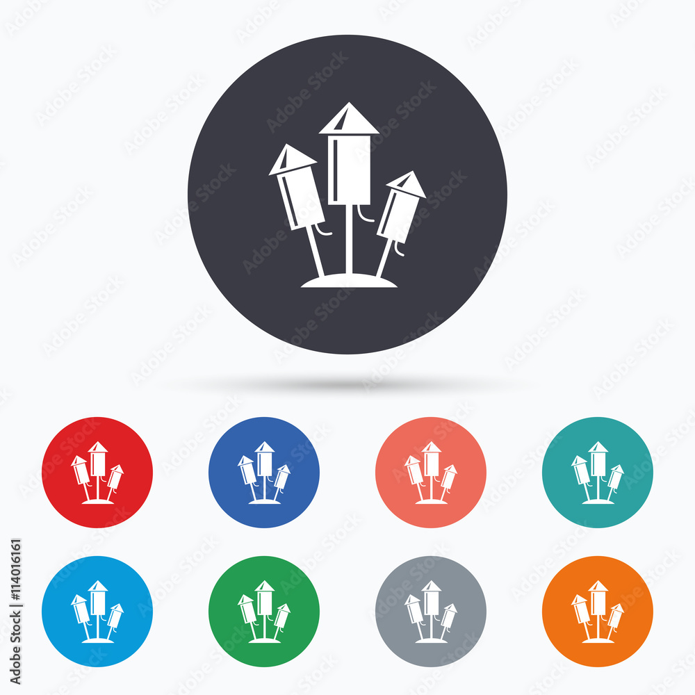 Fireworks rockets icon. Explosive pyrotechnic.