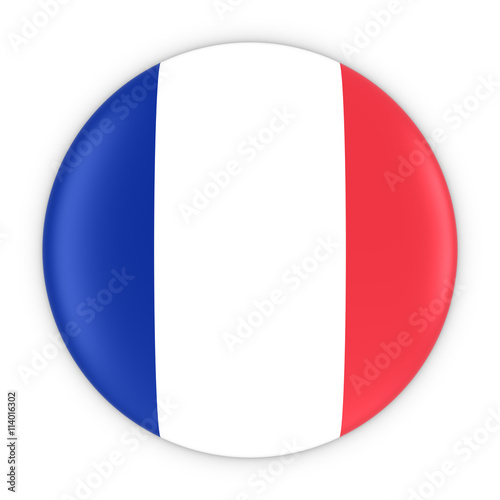French Flag Button - Flag of France Badge 3D Illustration
