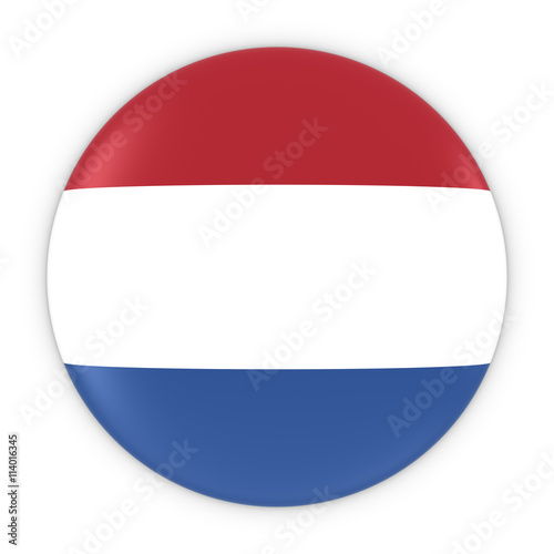 Dutch Flag Button - Flag of Netherlands Badge 3D Illustration