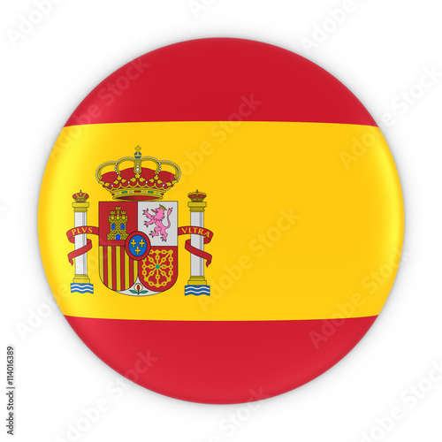 Free Download Spanish Flag Button - Flag of Spain Badge 3D Illustration - GFXLoad