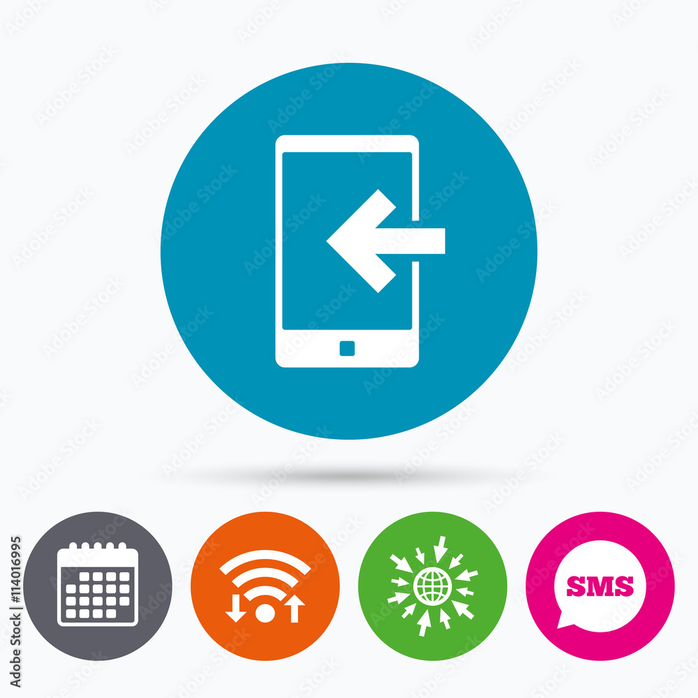 Incoming call sign icon. Smartphone symbol. Incoming call sign icon. Smartphone symbol.